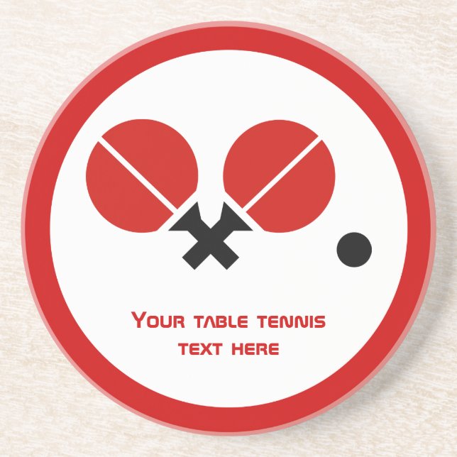 Porta-copos Rackets de pingue-pongue de mesa e esfera a preto, (Frente)