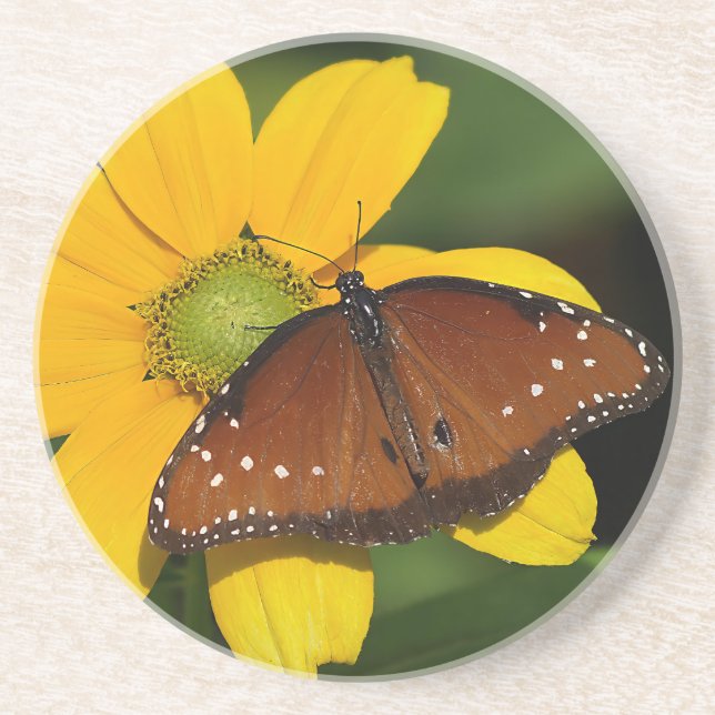 Porta-copos Rainha Borboleta na flor amarela (Frente)