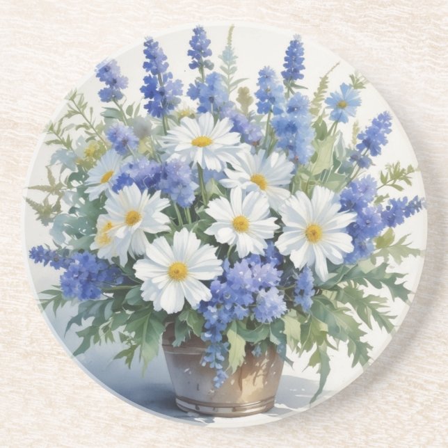 Porta-copos Ramalhete de Flores Aquarela Elegante (Frente)
