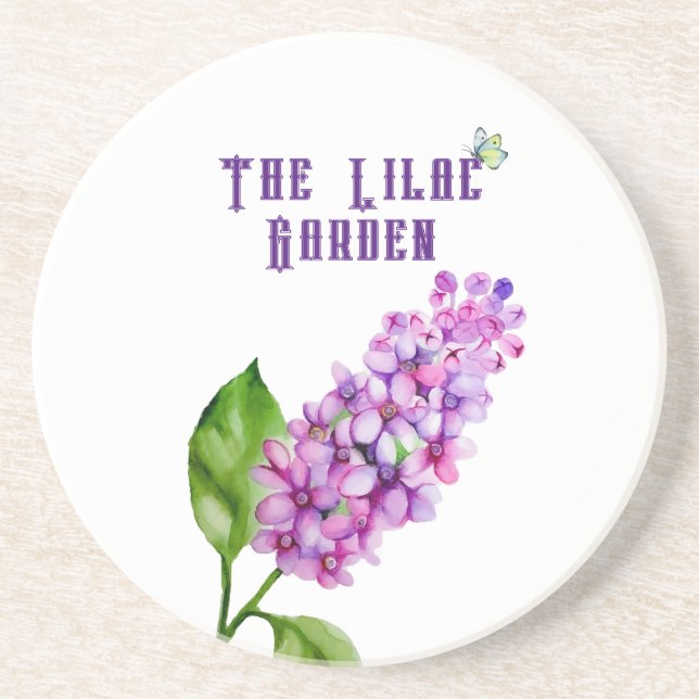 Porta-copos Ramificação lilática de aquarela elegante (Frente)