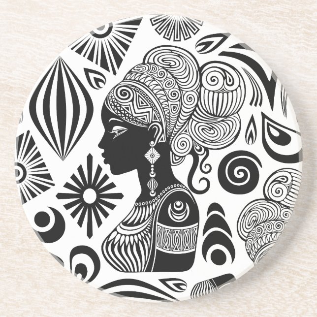 Porta-copos Rapariga africana Retrato Tribal Tatuagem (Frente)