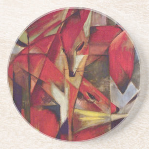 Porta-copos Raposas por Franz Marc, Arte Cubista Abstrato Vint