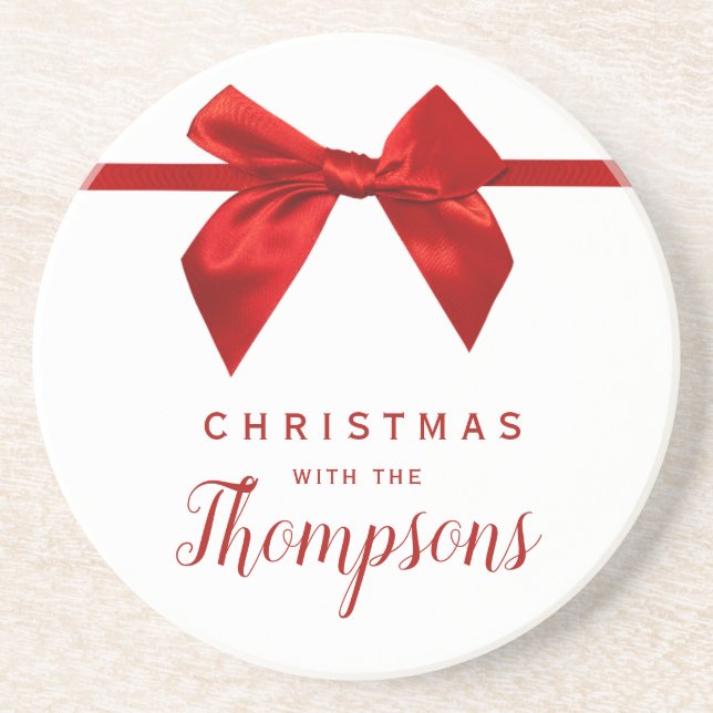 Porta-copos Red Bow Christmas Ceramic  (Frente)