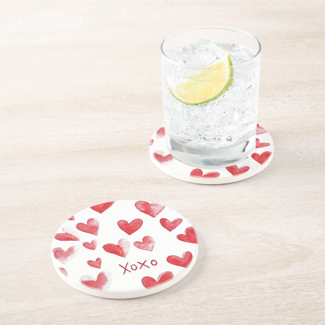 Porta-copos Red Hearts XOXO Love (Lateral)