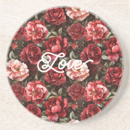 Porta-copos Red Pink Rose Flowers  