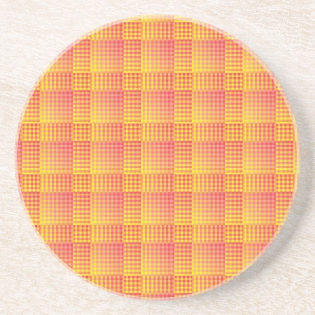 Porta-copos Red Yellow Checker Abstract Pattern (Frente)