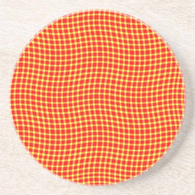 Porta-copos Red Yellow Plaid Checker Seamless Pattern (Frente)