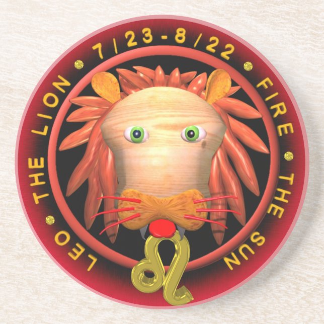 Porta copos redonda do zodíaco de Valxart Leo (Frente)