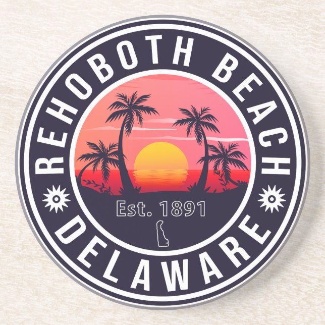 Porta-copos Rehoboth Beach Delaware Retro Sunset Souvenirs (Frente)