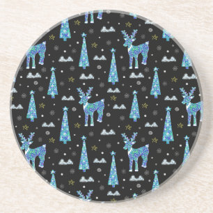 Porta-copos Reindeer, flocos de neve, padrão de Natal