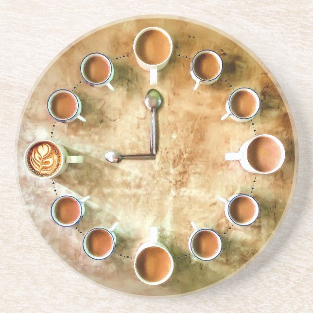 Porta-copos Relógio de xícara de café design de hora do café (Frente)