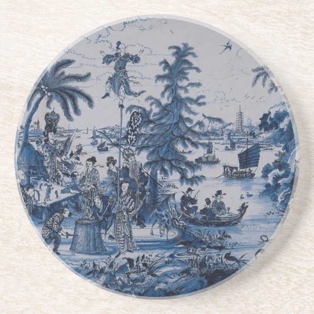 Porta-copos Repro Chinoiserie Delft Blue e White (Frente)