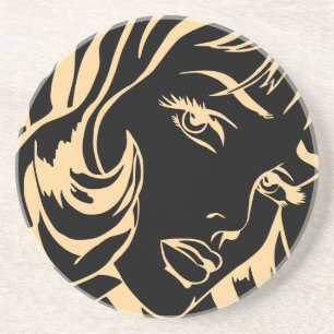 Porta-copos Retrato feminino: Elegância de Cabelo Desertado