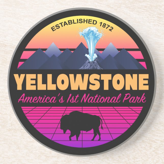 PORTA-COPOS RETRO 80S YELLOWSTONE NATIONAL PARK VAPORWAVE (Frente)