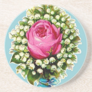 Porta copos retro do buquê floral do rosa do
