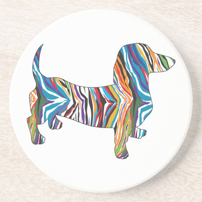 Porta-copos Retro Psychedelic Dachshund (Frente)
