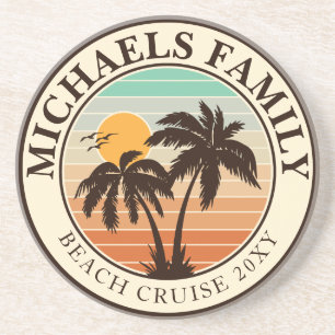 Porta-copos Reunião Familiar Verão Sunset Beach Palm Trees 60s