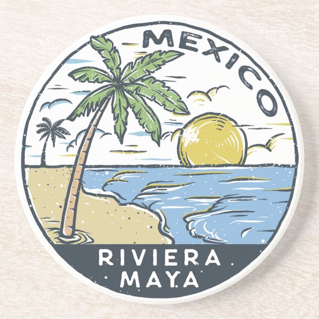Porta-copos Riviera Maya México Vintage (Frente)