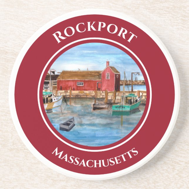Porta-copos Rockport Harbour Massachusetts New England Paintin (Frente)