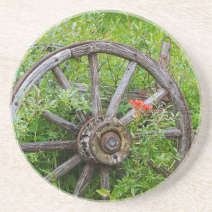 Porta-copos Roda de carroça antiga na antiga cidade aurífera 3