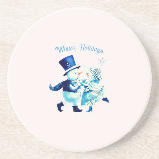 Porta-copos Romantic Snowman & Snowgirl - Winter Vintage