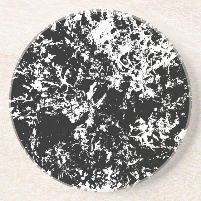 Porta-copos Ronda de Formação de Gelo Abstrato a Preto e Branc (Frente)