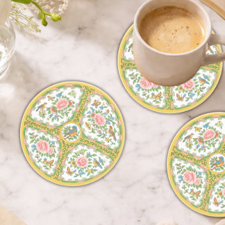 Porta-copos Rosa Antiga Amarelo & Floral Rosa Arenito 