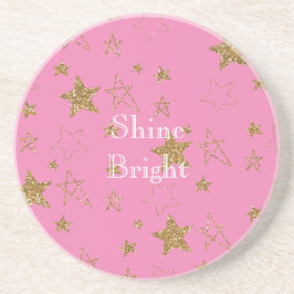 Porta-copos Rosa com Estrelas Douradas