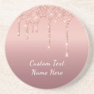 Porta-copos Rosa Dourado Blush Glitter Sparkle Drives Texto Ca