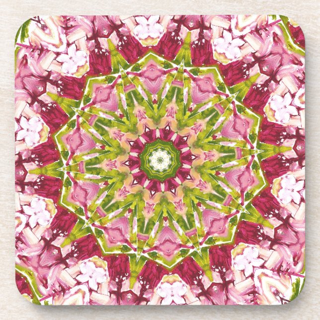 Porta copos rosa e verde Kaleidescope de Ola Boo (Frente)