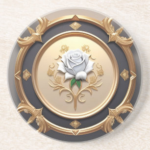 Porta-copos Rosa Elegante com Moldura Decorativa Ornamentada