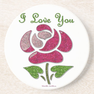 Porta-copos Rosa Estêncil Rosa Eu Te Amo