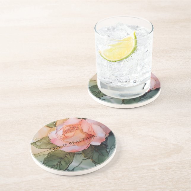 Porta-copos Rosa Floral Romântico (Lateral)