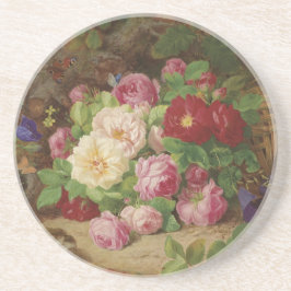 Porta-copos Rosa no chão da floresta com borboletas