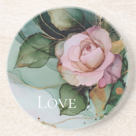 Porta-copos Rosa Romântica Dourada Amor Floral 