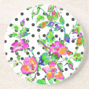 Porta-copos Rosa Rosa Vintage - pontos de polca preto e branco