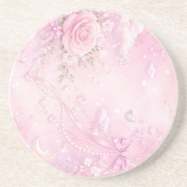 Porta-copos Rosa Sonhador Floral Pérolas Laços Brilhos