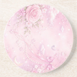Porta-copos Rosa Sonhador Floral Pérolas Laços Brilhos