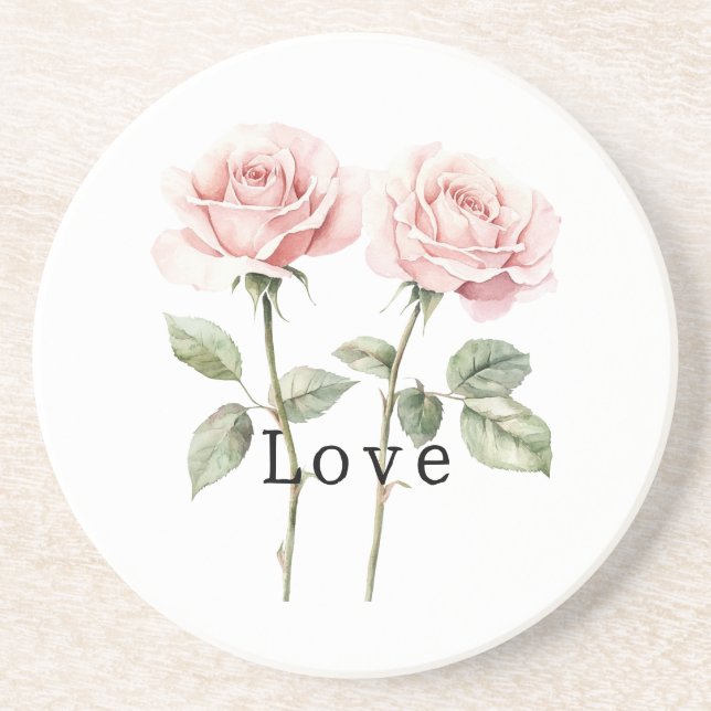 Porta-copos Rosas Rosa Amor Floral (Frente)