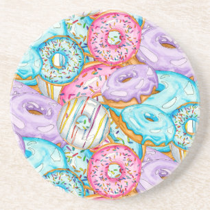 Porta-copos Rosquinhas de Aquarelas Pintadas à Mão Juntas