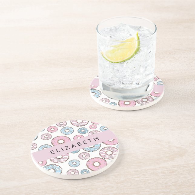 Porta-copos Rosquinhas rosa, Rosquinhas azuis, borrifadas, seu (Lateral)