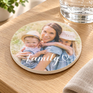 Porta-copos Roteiro Branco de Amor Familiar Foto Personalizada