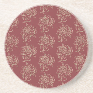 Porta copos Round Sandstone, Maroon, Blue Floral