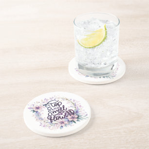 Porta-copos Roxo floral pare e cheire as flores