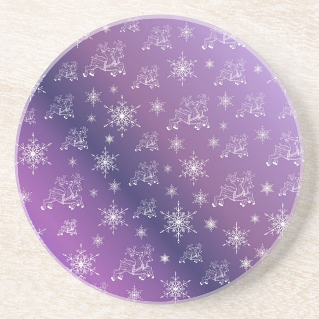 Porta-copos roxo,rena, estrela, estrelas, floco de neve, natal (Frente)