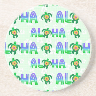 Porta-copos Roxo Verde Aloha Hawaiai Tartaruga Tropical