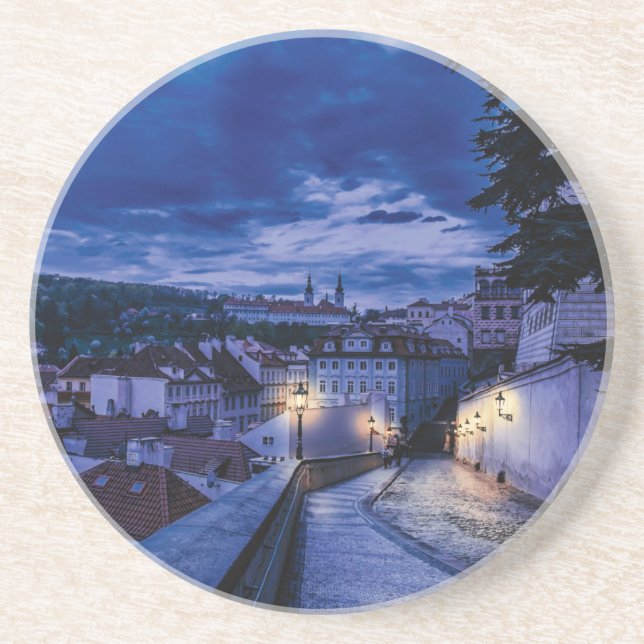 Porta-copos Rua da noite em Praga (Frente)