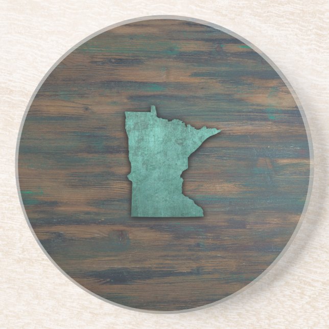 Porta-copos Rustic Teal forma Minnesota (Frente)