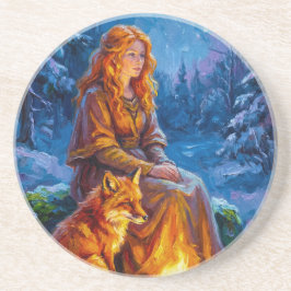 Porta-copos Sacred Nature: Celtic Goddess Brigid Art on Canvas