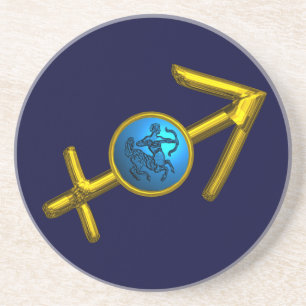 PORTA-COPOS SAGITTARIUS, DOURADO SINAL DE ANIVERSÁRIO ZODIÁT